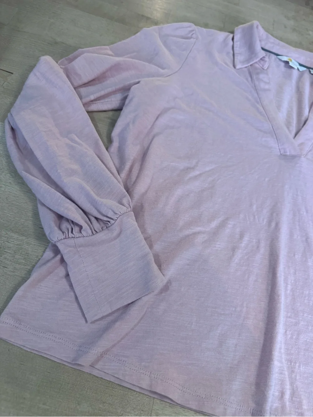 Boden Blush Pink cotton Long-Sleeve V-Neck Top